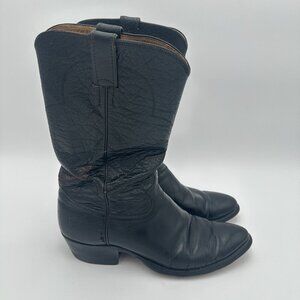Justin Cowboy Boots Men's 9.5 D 1132 Black Leather Western Work Vintage